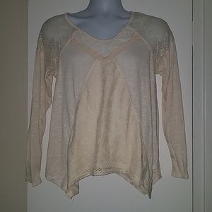 Hint of Mint Boho Lace Look Long Sleeve Blouse